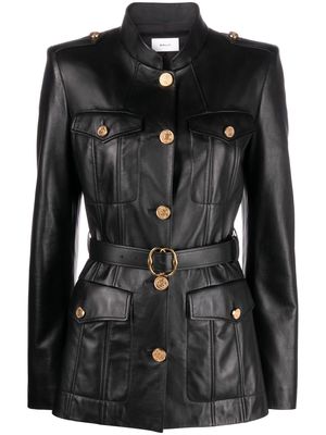 Bally belted leather jacket - Black