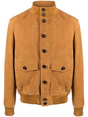 Bally button-up leather bomber jacket - Brown