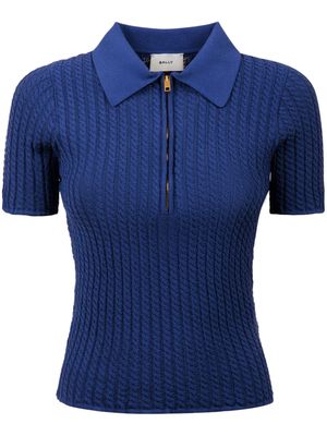 Bally cable-knit zipped polo shirt - Blue