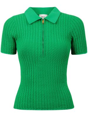 Bally cable-knit zipped polo shirt - Green