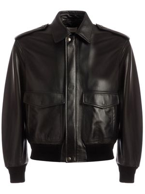 Bally cargo-pockets leather bomber jacket - Black