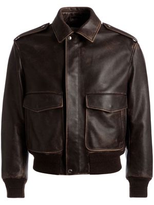 Bally cargo-pockets leather bomber jacket - Brown