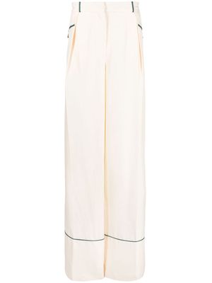Bally contrast-piping silk pyjama trousers - White