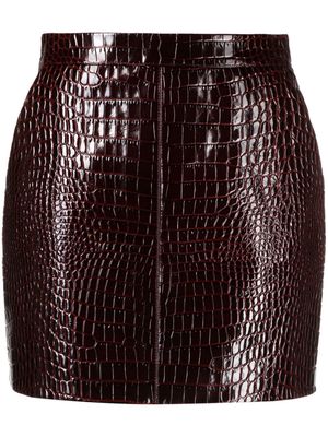 Bally crocodile-effect calf-leather skirt - Brown