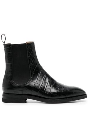 Bally crocodile-effect leather boots - Black