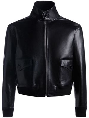 Bally cropped leather jacket - Black