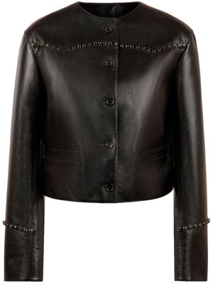 Bally crystal-embellished leather jacket - Black