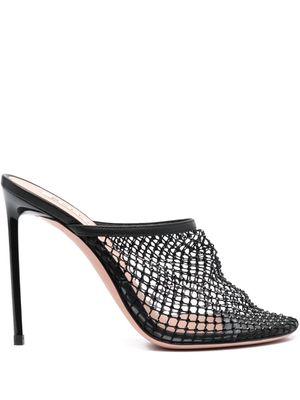 Bally Crystal Fishnet 115mm leather mules - Black