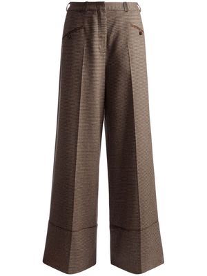 Bally dogtooth-pattern wide-leg tailored trousers - Brown