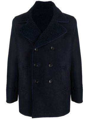Bally double-breasted leather coat - Blue