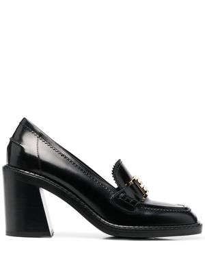 BALLY Ellyane logo-buckle heeled loafers - Black