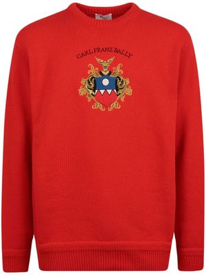 Bally emblem-intarsia wool jumper - Red