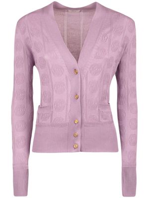 Bally Emblem jacquard silk-blend cardigan - Pink