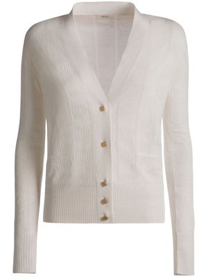 Bally Emblem jacquard silk-blend cardigan - White