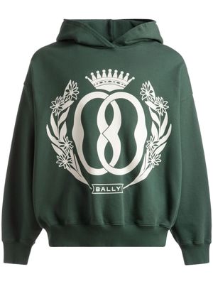 Bally Emblem logo-print cotton hoodie - Green