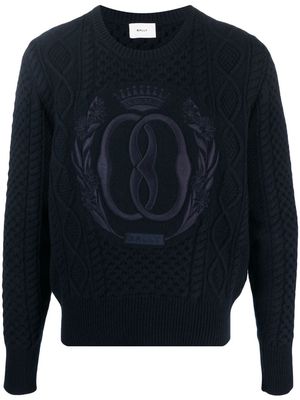 Bally embroidered cable-knit jumper - Blue