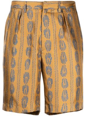Bally feather-pattern silk bermuda shorts - Brown