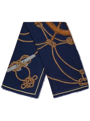 Bally graphic-print modal-cashmere scarf - Blue