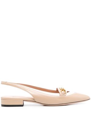 Bally horsebit-detail pointed ballerina shoes - Neutrals