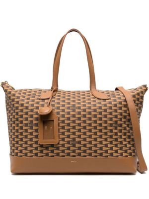 Bally large monogram-pattern tote bag - Brown