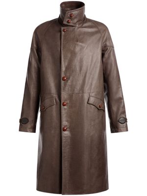 Bally leather long pea coat - Brown