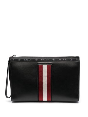 Bally leather striped clutch bag - Black