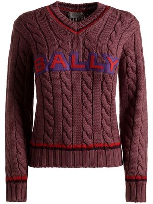 Bally logo-appliqué merino wool jumper - Purple