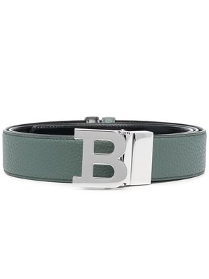 Bally logo buckle leather belt - Green