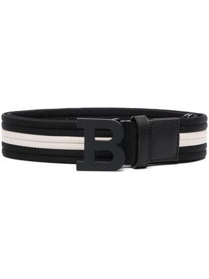 Bally logo-buckle striped belt - Black