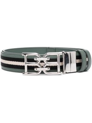 Bally logo-buckle striped belt - Green