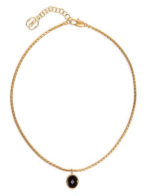 Bally logo-charm gemstone necklace - Gold