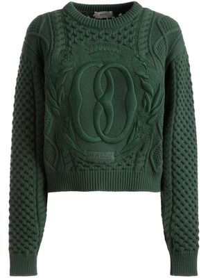 Bally logo-embroidered cable-knit jumper - Green