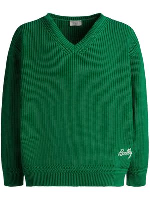 Bally logo-embroidered cotton jumper - Green