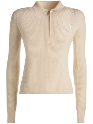 Bally logo-embroidered ribbed-knit jumper - Neutrals
