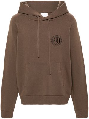 Bally logo-embroidered wool blend hoodie - Brown
