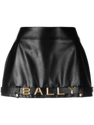 Bally logo-lettering leather miniskirt - Black