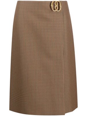 Bally logo-plaque check-pattern skirt - Brown