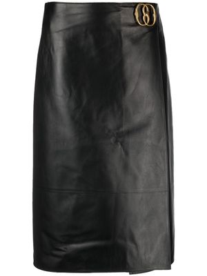 Bally logo-plaque leather skirt - Black