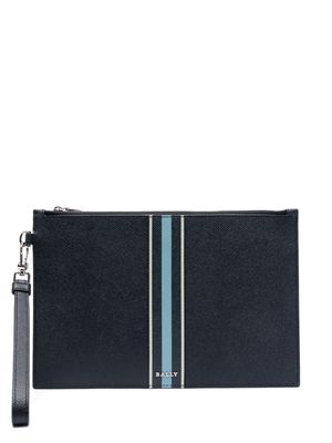 Bally logo-plaque stripe-print wallet - Blue