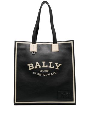 Bally logo-print leather tote bag - Black