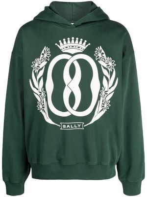 Bally logo-print organic cotton hoodie - Green