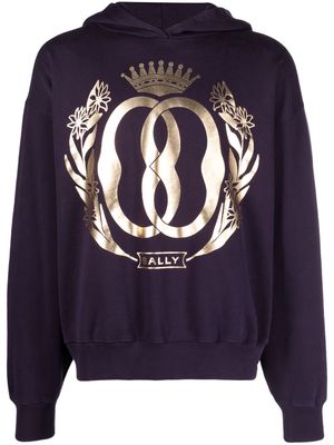 Bally logo-print organic cotton hoodie - Purple