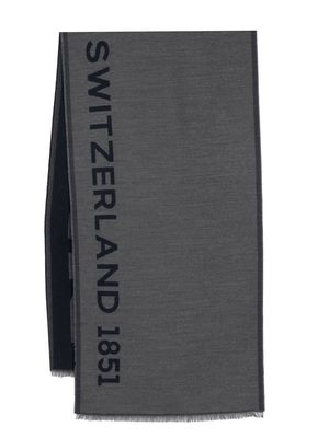 Bally logo-print wool blend scarf - Grey