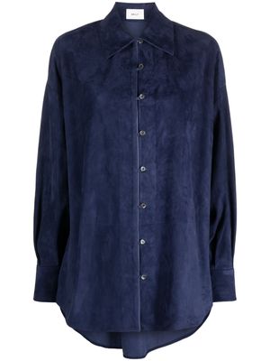 Bally long-sleeve suede shirt - Blue