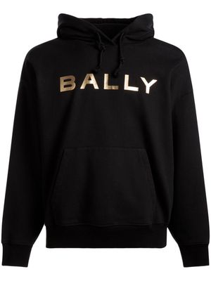 Bally metallic-logo cotton hoodie - Black