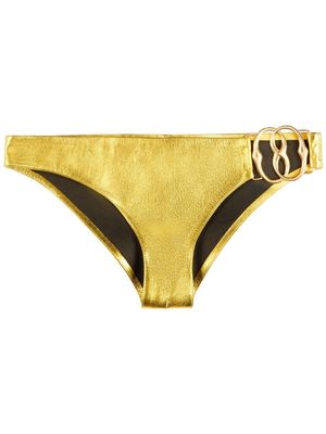 Bally metallic logo-plaque bikini bottoms - Gold