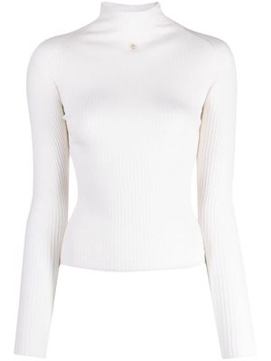 Bally mock-neck ribbed-knit jumper - White
