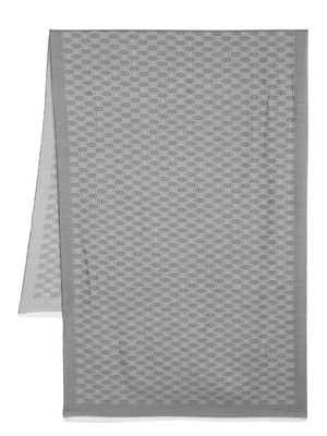 Bally monogram pattern frayed edge scarf - Grey
