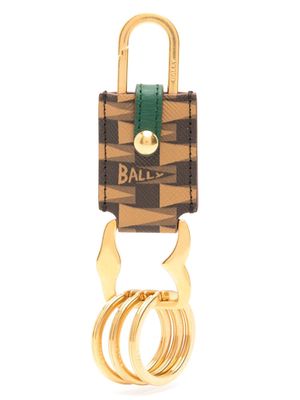 Bally patterned calf-leather keyring - Brown