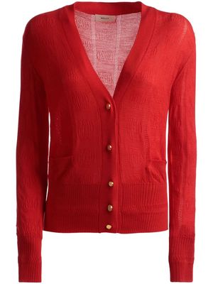 Bally patterned-jacquard fine-knit cardigan - Red